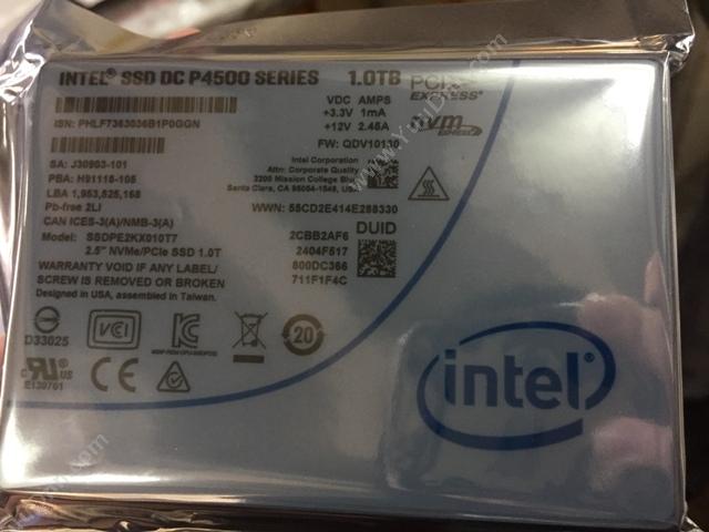 英特尔 IntelSSDPE2KX010T701(P4500-1.0T)2.5硬盘
