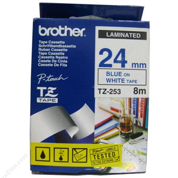 兄弟 BrotherTZE-253 打印 8m*24mm白底蓝字（适用PT系列打印机用）碳带