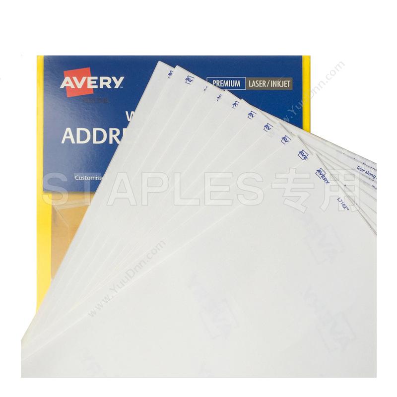 艾利 Avery L7656 激光打印35毫米幻灯片标签 100张/包 46*11.1MM （白） 激光打印标签