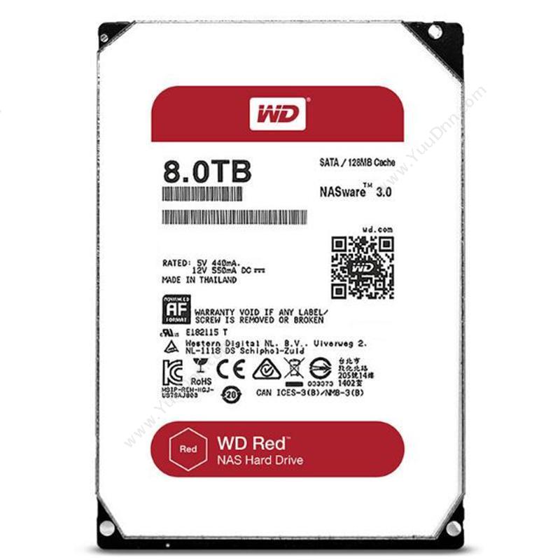 西部数据 WD WD80EFZX 网络储存(NAS）硬盘 （红盘）8TB SATA6GB/S 5400转 128MB 硬盘
