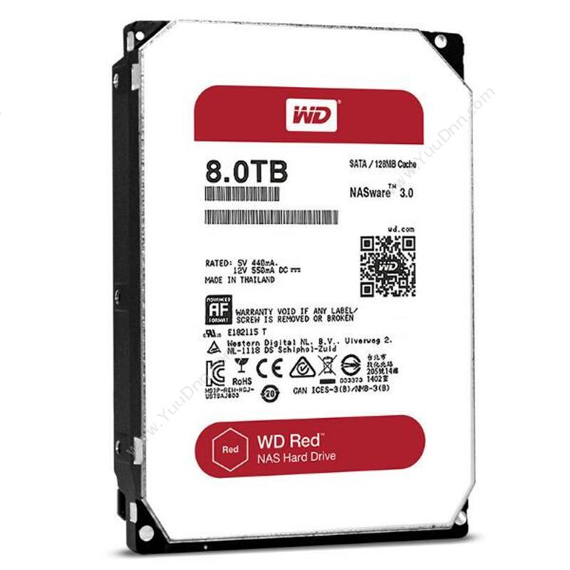 西部数据 WD WD80EFZX 网络储存(NAS）硬盘 （红盘）8TB SATA6GB/S 5400转 128MB 硬盘
