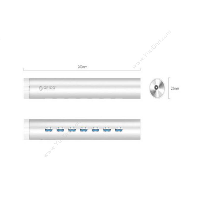 奥睿科 Orico ARH7-U3-SV 全铝HUB USB3.0*7 5V2A 50/100CM 亚光银色 集线器