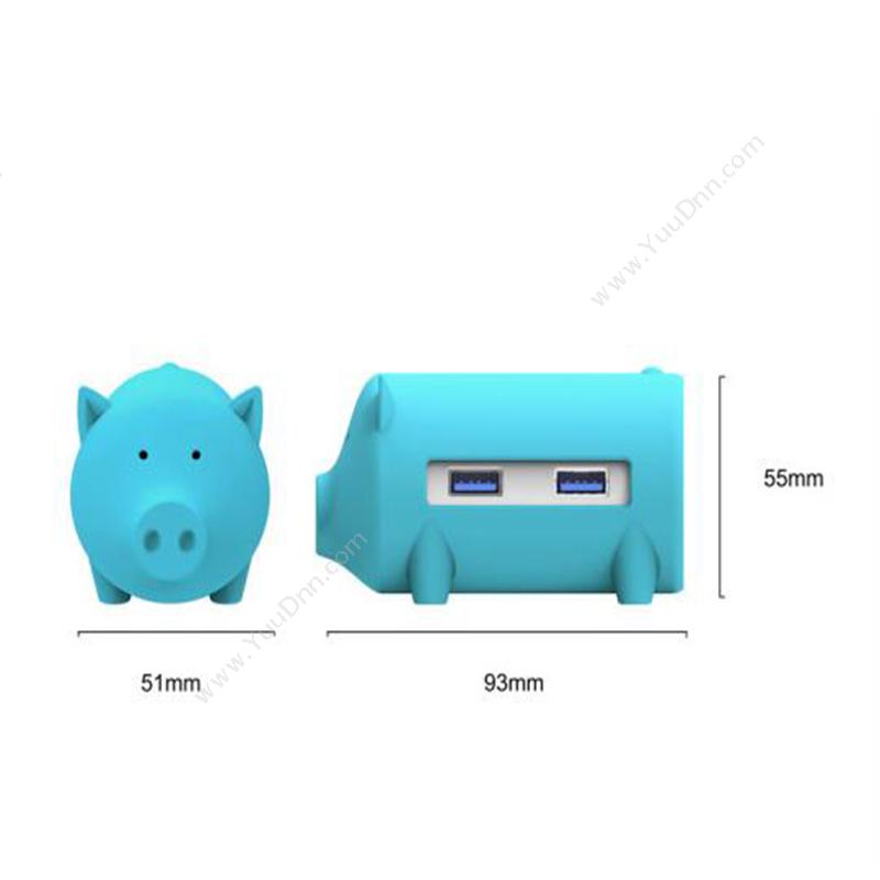 奥睿科 Orico H4018-U3-BL 小猪读卡 USB3.0*3 TF*1 SD*1 （蓝） 集线器