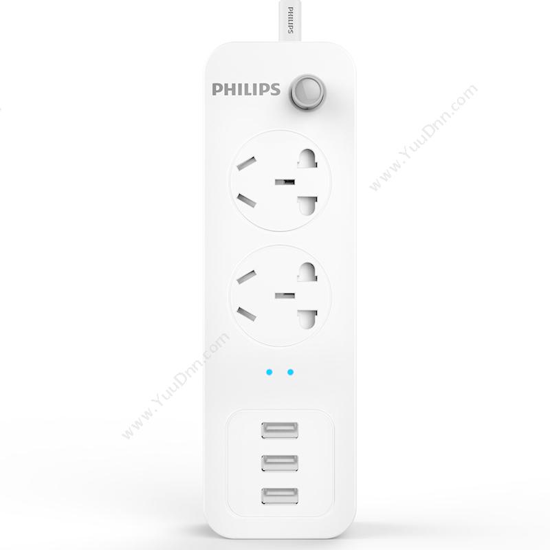 飞利浦 PhilipsSPS1212Q/93 单控双联插座含3个USB接口 1.6米 （白） 10个/箱插座