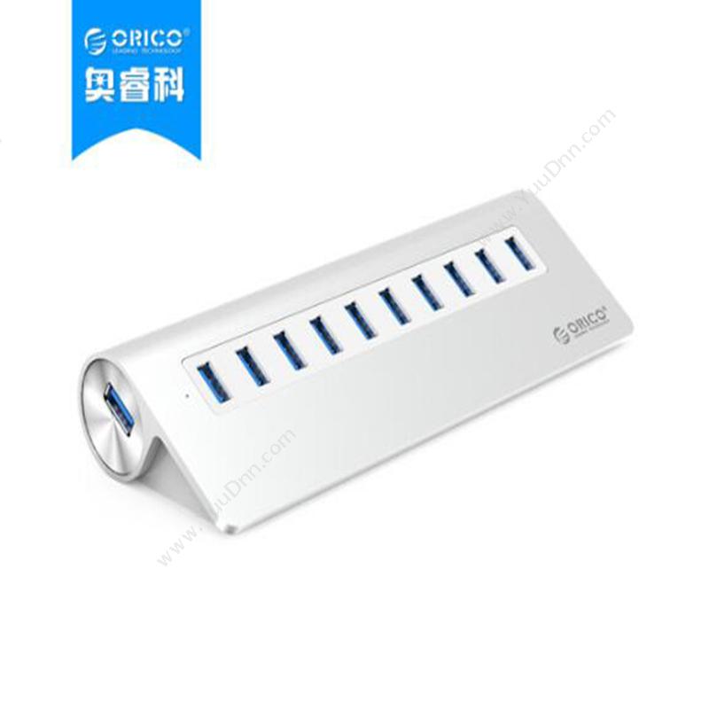 奥睿科 Orico M3H10-V1-SV 全铝HUB USB3.0*10 12V3A 100CM 亚光银色 集线器