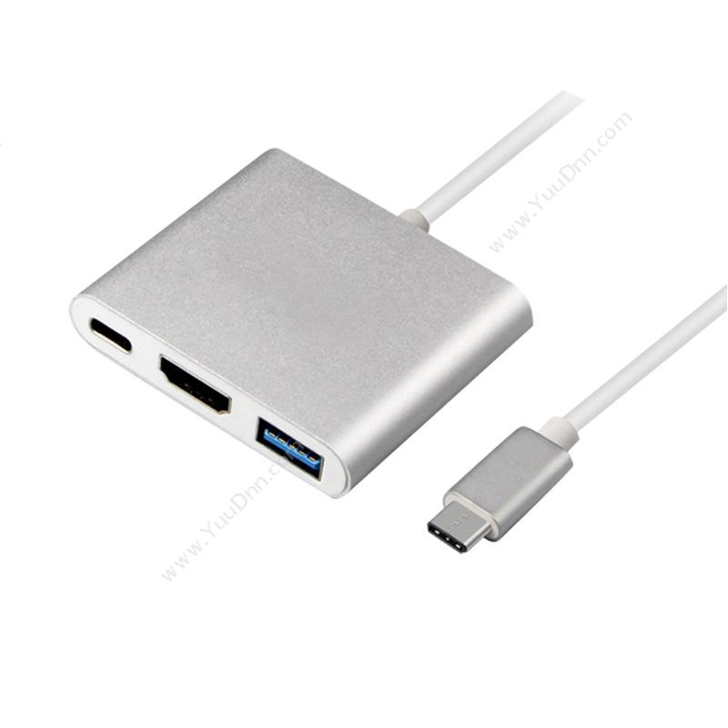 酷比客 L-CubicLCCPUCHAFP USB Type-C转HDMI+HUB+供电 转接线 0.15米 银色 1条/袋其它线材