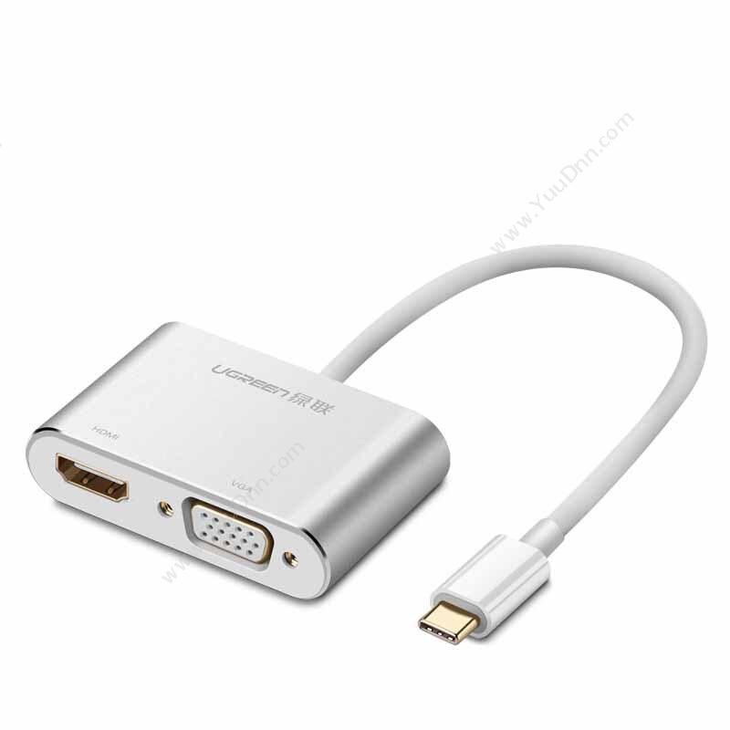 绿联 Ugreen50317 Type-C扩展坞USB-C转HDMI/VGA转接  银色  适用Mate20苹果MacBook/iPad Pro转换器