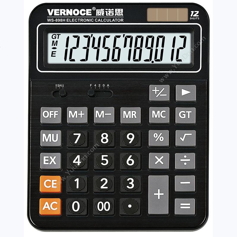 威诺思 Vernoce WS-898H 计算器 长24CM*宽16CM*高4CM 亮（黑） 常规计算器