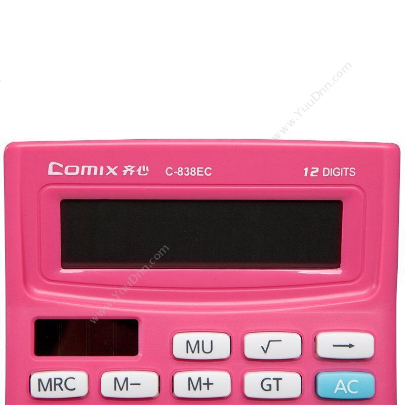 齐心 Comix C-838EC 12位时尚太阳能双电源计算器（红） 常规计算器