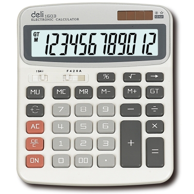 得力 Deli 1603 桌面计算器  （白） 常规计算器