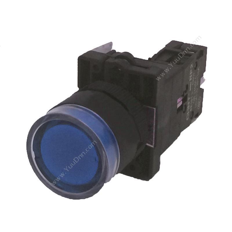 正泰 CHINT NP2-EW3665 220V LED 蓝色平带灯 1常开1常闭 平头按钮带灯