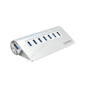 奥睿科 Orico7口USB分线器 3.0带电源HUB集线器 多接口转换器 全铝银M3H7硬盘盒/柜