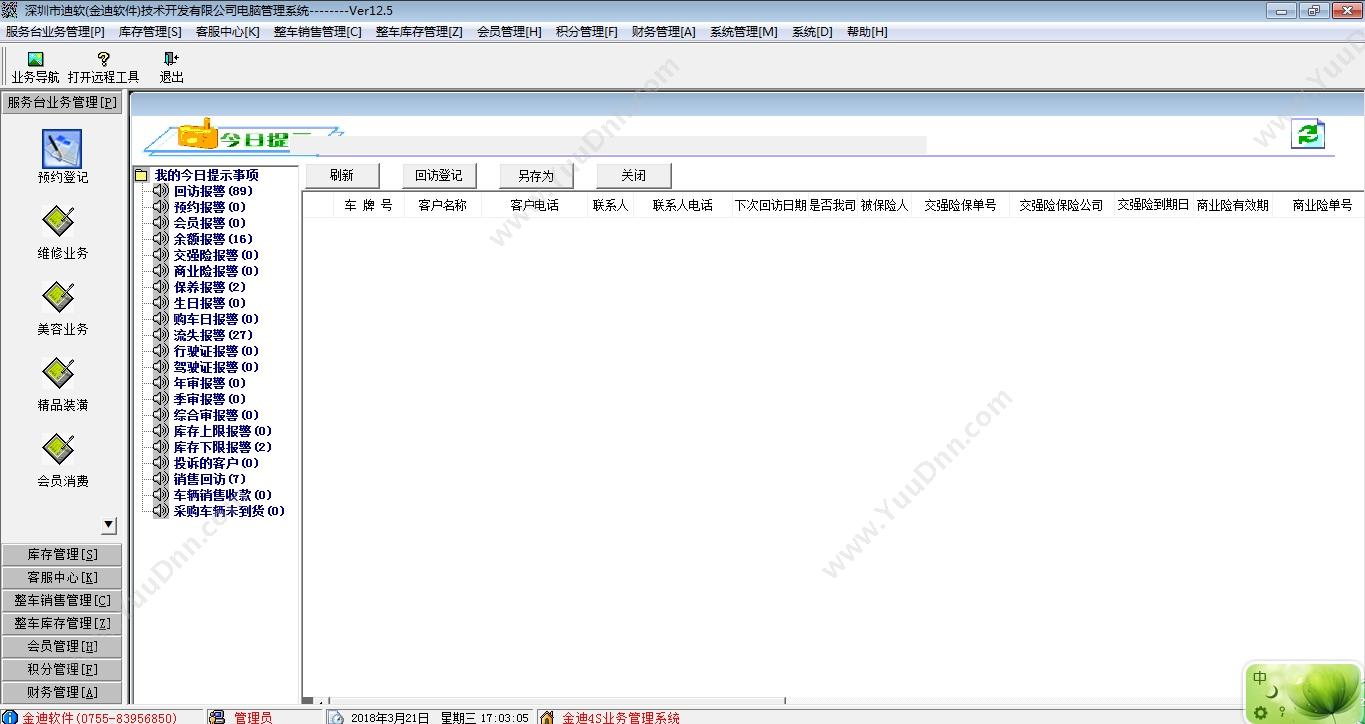 深圳市迪软技术 金迪汽车4S业务一体化管理系统VER12.5 汽修汽配