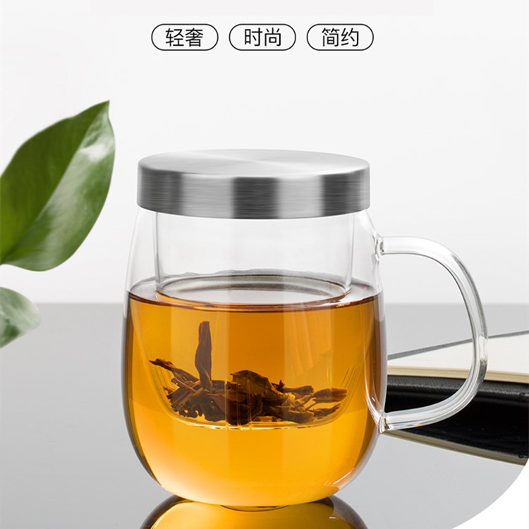 尚明 SAMA DOYO尚明玻璃茶杯过滤带把泡茶办公室绿茶花茶杯S016B（500ml）玻璃杯/套装
