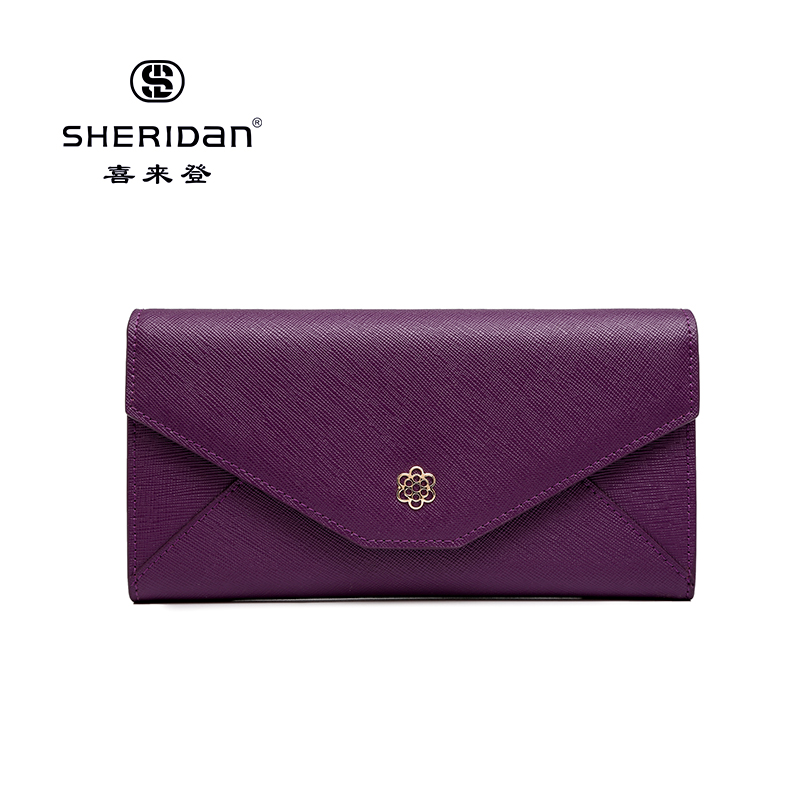 喜来登 Sheridansheridan喜来登女士紫色十字纹牛皮长夹NL190433S钱包/手包