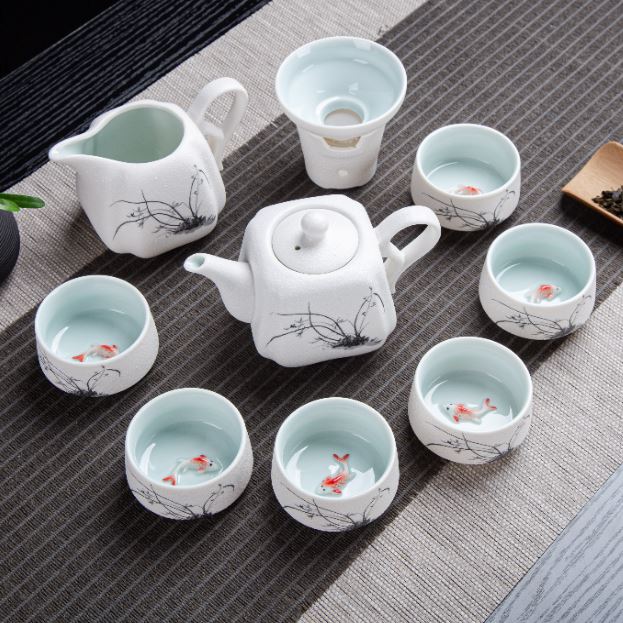 拓牌拓牌茶具10头雪花方壶（鱼杯）陶瓷茶具